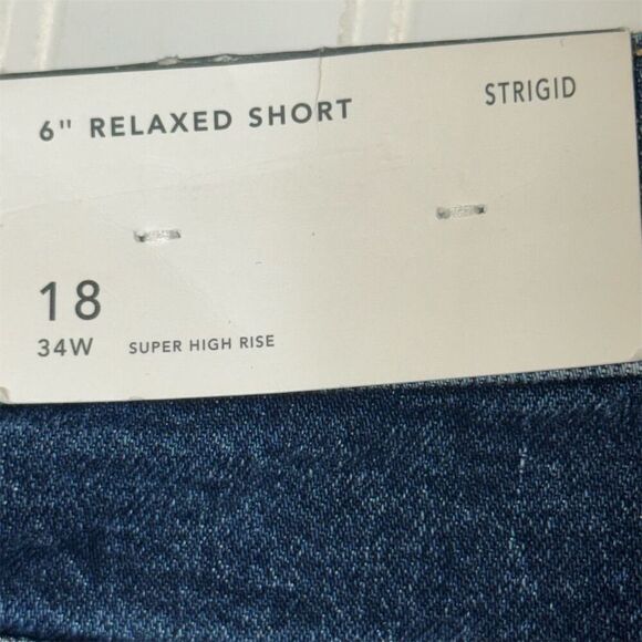 American Eagle 6” Relaxed Shorts 18 34W Super High Rise Dark Wash Denim - Picture 4 of 4